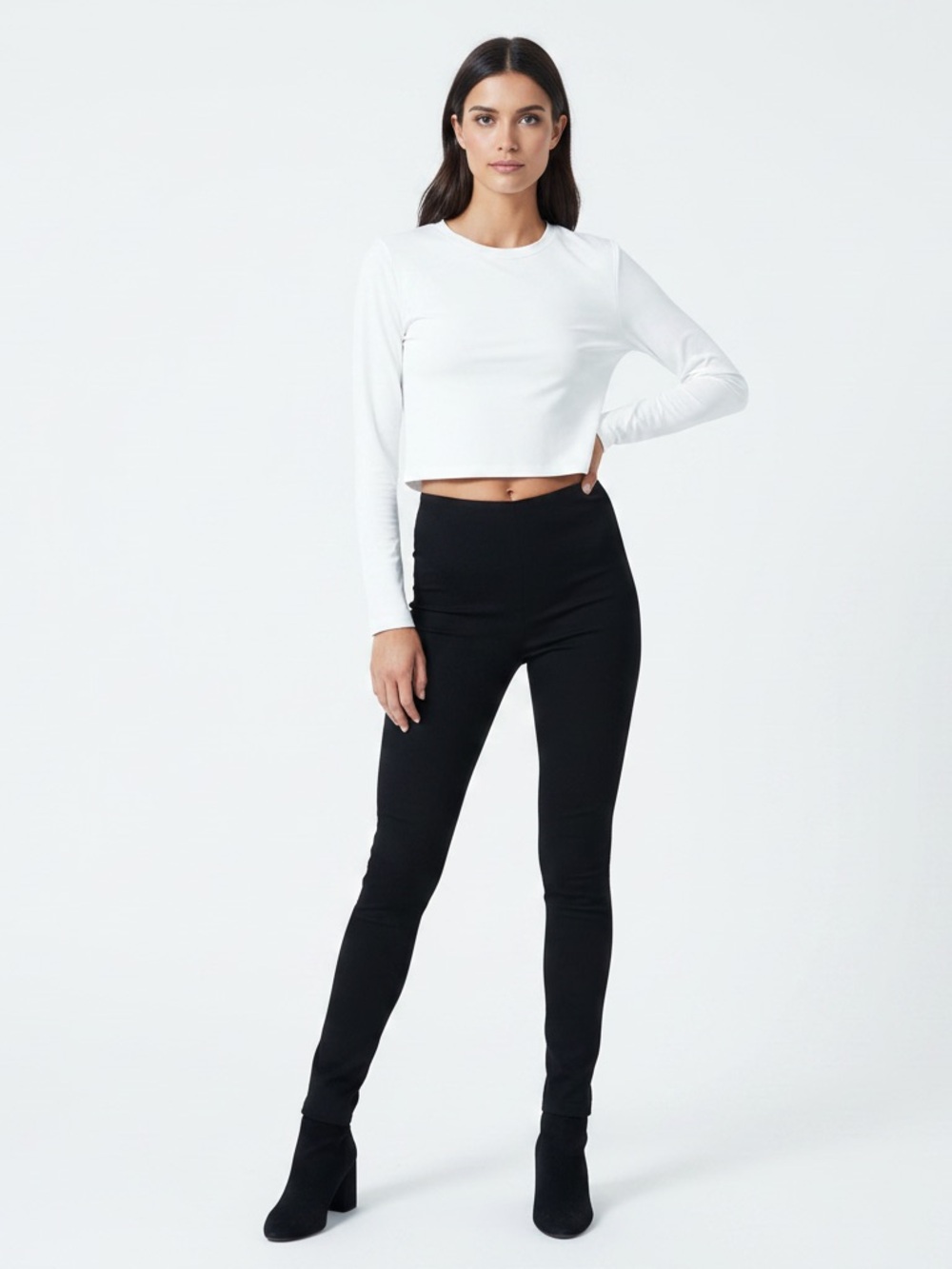 Women's Long Sleeve Crewneck Top - Stretchy - Size L